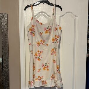 Old Navy Floral Mini Dress - Cream with Pink and Orange Flowers